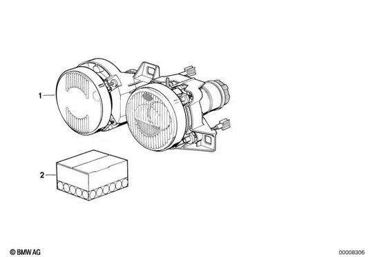 Beacon duplo ajustável para BMW E34, E32 (OEM 63121391600). BMW original.