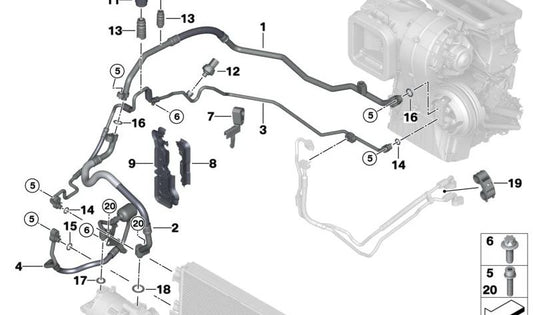 Tube d'aspiration pour la série BMW 2 F45, F48, X1 F48N, Mini F60, F60N (OEM 64509365379). BMW d'origine.