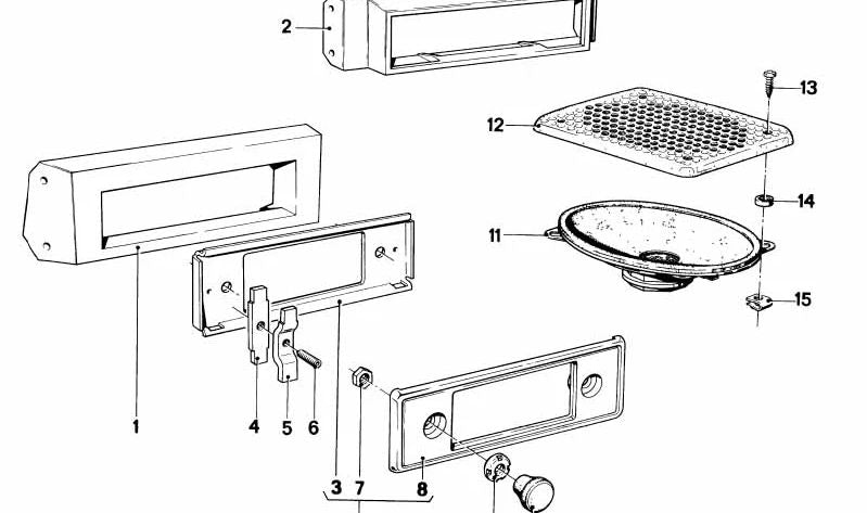 Soporte de montaje radio OEM 65111363448 para BMW E21, E30, E12, E28, E24, E23. Original BMW.