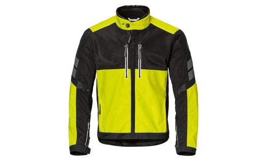 Neon Bavella Motorradmantel mit abnehmbaren Schutzmaßnahmen OEM 76127913673 für BMW Motorrad {alle Modelle}. Originaler BMW Motorrad. Ideal für jedes Klima, wasserdicht, atmungsaktiv und mit hoher Sicht.