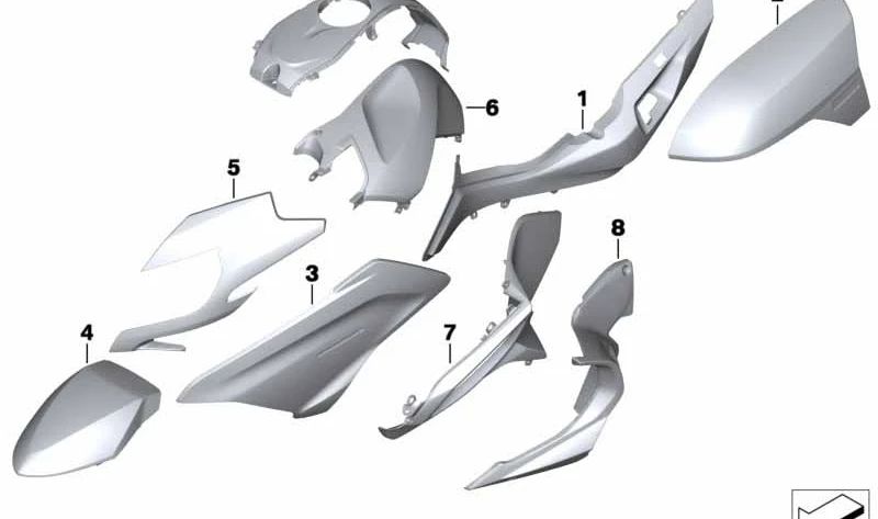 COUVERTURE DE LA COUVERTURE GAUCHE OEM 46548548001 pour BMW Motorrad R 1200 RT (RK52) 2013-2018. Couleur grise callique. Pièce BMW Motorrad originale.