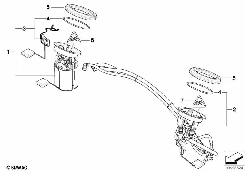 Ersatzkit Kraftstoffpumpe / Kraftstoffspiegel Sensor für BMW E82, E88, E90, E91, E92, E93, X1 E84 (OEM 16147163298). Original BMW.