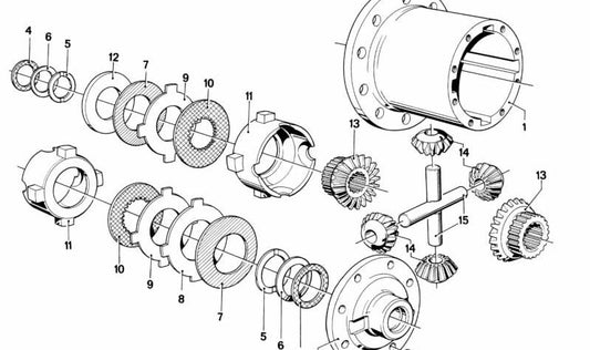 Lámina exterior del diferencial OEM 33141203794 para BMW E12, E24, E23. Original BMW.