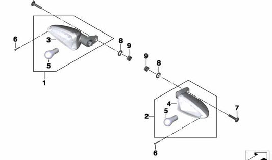 Intermitente blanco delantero OEM 63237720563 para motos BMW G 650 GS, S 1000 RR, HP4... y más. Original BMW Motorrad.