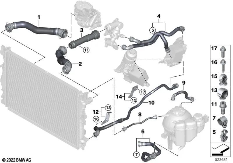 Coolant Pump Hose for BMW 7 Series G70 (OEM 17129886759). Original BMW