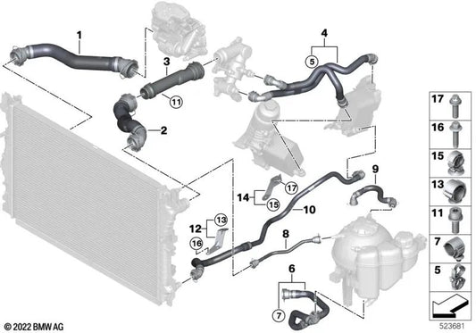 Coolant Pump Hose for BMW 7 Series G70 (OEM 17129886759). Original BMW