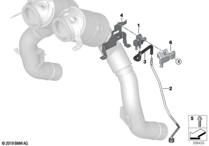 Soporte filtro de partículas gasolina sensor OEM 13629487460 para BMW X5 G05, X6 G06, X7 G07. Original BMW.