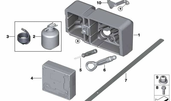 Bandeja para sistema de movilidad OEM 71106877570 para BMW F45, F45N, F46, F46N, F48, F48N. Original BMW.