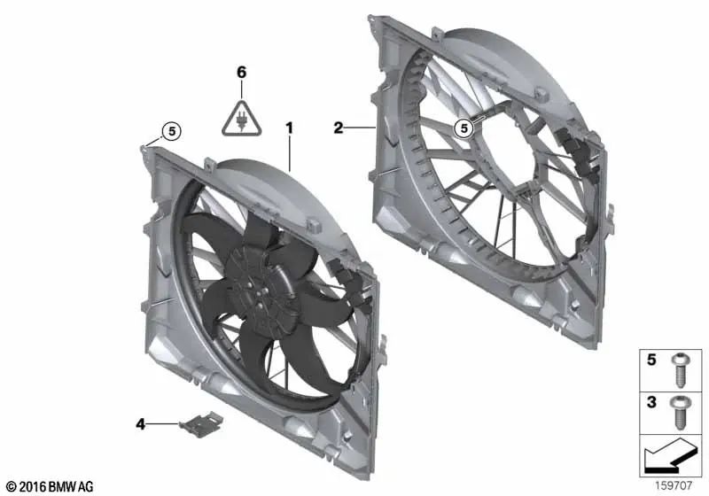 Carcaça do ventilador com ventoinha para BMW E81, E82, E87, E88, E90, E91, E92, E93, X1 E84 (OEM 17425A3F106). BMW original