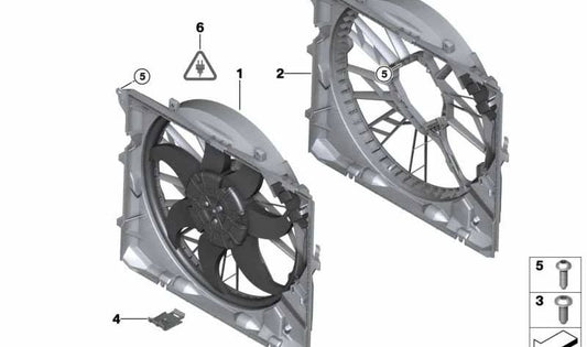 Carcasa del ventilador OEM 17427530650 para BMW E81, E82, E87, E87N, E88, E90, E90N, E91, E91N, E92, E92N, E93, E93N, E84. Original BMW.