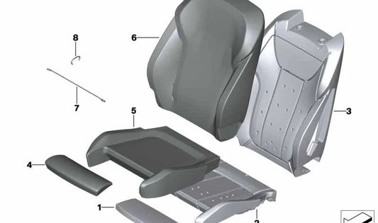 Funda de asiento de cuero negro OEM 52105A24B27 para BMW X3 G08 (iX3 M Sport, modelos 41DU y 42DU, 2021-2024). Recambio original BMW.