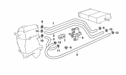 Refrigerant hose OEM radiator 64218390212 for BMW E36. Original BMW.