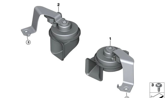 Bocina electrónica tono grave OEM 61337873356 para BMW G80, G81, G82, G83. Original BMW.