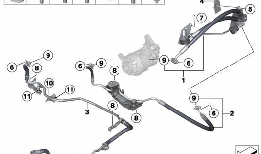 Tubo di espansione dell'unità adattiva per BMW X5 F15, X6 F16 (OEM 32416851280). BMW originale