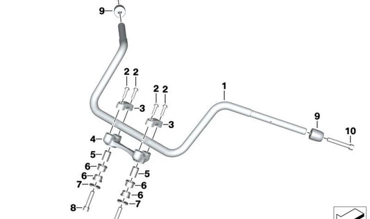 Manillar cromado OEM 32717914844 para motos BMW R 18 B, R 18 Transcontinental. Original BMW Motorrad.