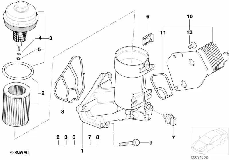 Scheda di olio di raffreddamento del profilo per BMW E87 E46 E91 E90 E60 E61 E83. BMW originale