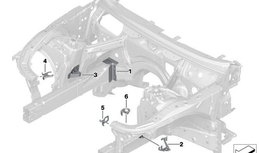 Soporte inferior del depósito de expansión OEM 41007412939 para BMW F90, F90N, G30, G30N, G31, G31N, G38, G38N, G32, G32N, G11, G11N, G12, G12N, G70, F91, F92, F93, G14, G15, G16. Original BMW.