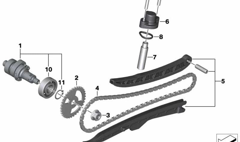 Tensor de cadena OEM 11318552549 para BMW Motorrad C 400 GT (K08), C 400 X (K09). Original BMW Motorrad.