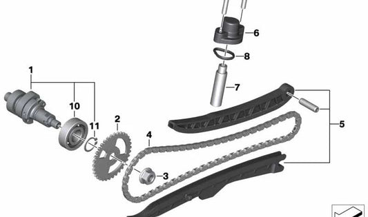 Tensor de cadena OEM 11318552549 para BMW Motorrad C 400 GT (K08), C 400 X (K09). Original BMW Motorrad.