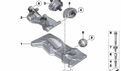 Soporte de transmisión OEM 22326775916 para BMW F10, F11, F18, F01, F02. Original BMW.