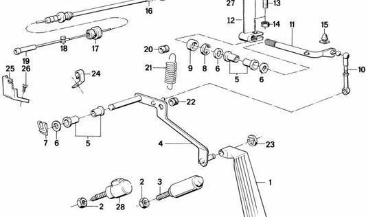 Muelle de retorno del acelerador OEM 35411116440 para BMW E21, E23, E24. Pieza original BMW.