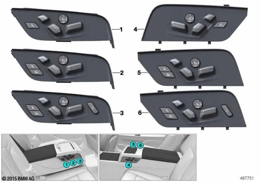 Réglage du siège gauche pour BMW G12, G12N (OEM 61316817973). BMW d'origine.