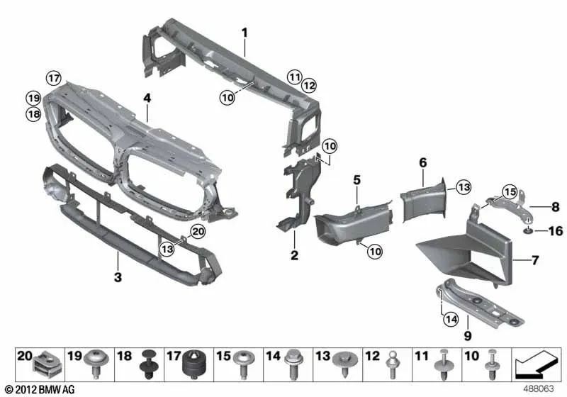 Upper air guide for BMW 5 Series F90 (OEM 51748069817). Original BMW