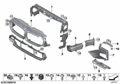 Upper air guide for BMW 5 Series F90 (OEM 51748069817). Original BMW