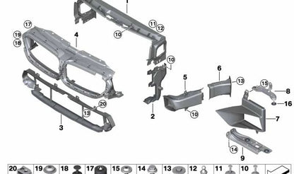 Conducto de aire superior OEM 51138080593 para BMW F90. Original BMW.