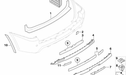 Tapa embellecedora para bola de remolque imprimada OEM 51123455018 para BMW X3 E83 {1.8d, 2.0d, 2.0i, 2.0sd}. Original BMW.