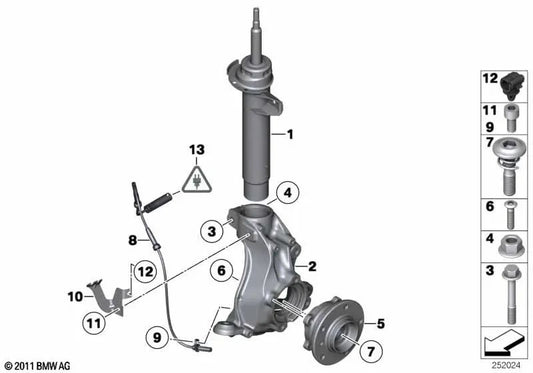 Schwenklager partiu para o BMW X1 E84 (OEM 31216788699). BMW original.