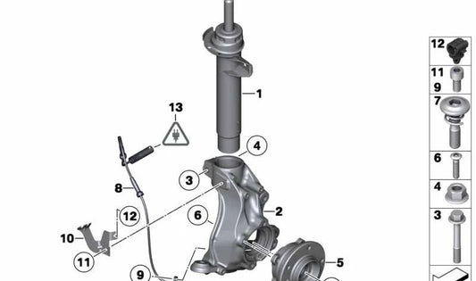 Amortiguador delantero izquierdo OEM 31316851335 para BMW X1 E84. Original BMW.