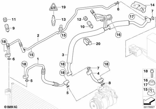 Suction duct adapter for BMW E60N, E61N 5 Series E63N, E64N 6 Series (OEM 64536963190). Original BMW.