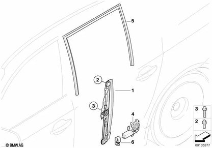Curuns ohne linken hinteren Motor für BMW E60, E60N, E61, E61N (OEM 51357184745). Original BMW.