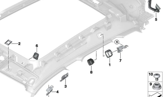 Percha para ropa OEM 51168059315 para BMW F44. Accesorio original BMW, color negro, ideal para colgar chaquetas o bolsos en el interior del coche. Original BMW.