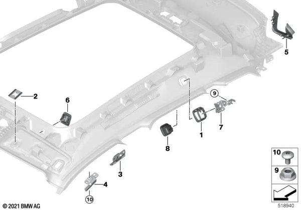 Percha para ropa para BMW i I20, X4 G02, G02N (OEM 51167482686). Original BMW