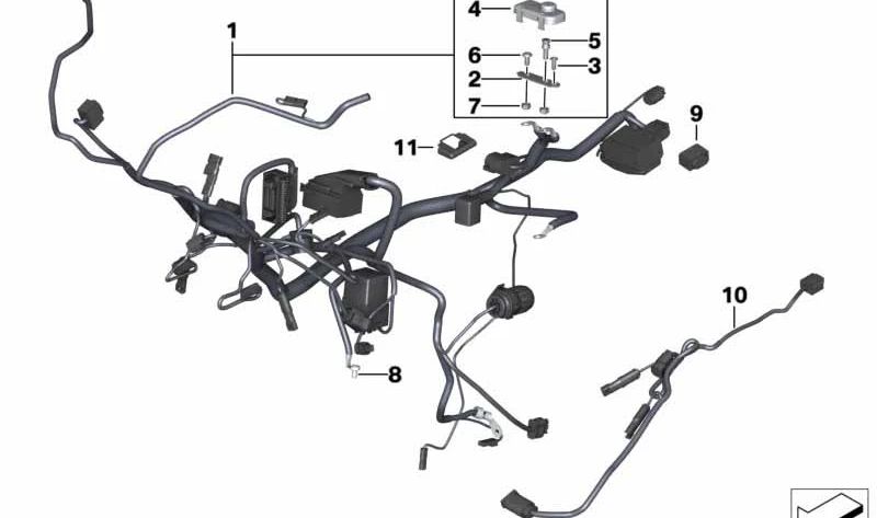 Cableado principal OEM 61118569727 para BMW Motorrad R nineT (RK21, RK22, RK23, RK32, RK33). Compatible con modelos Pure, Scrambler, Racer, Urban G/S. Original BMW Motorrad.