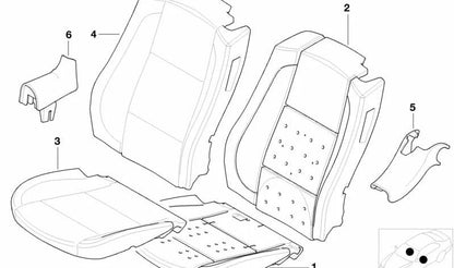 Cojín de asiento izquierdo OEM 52108255341 para BMW E46. Pieza original BMW.