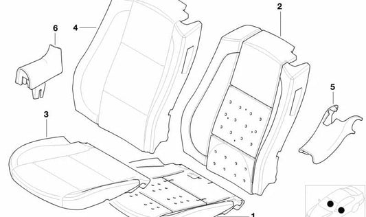 Suporte de couro direito OEM 5210825552 para BMW E46. Cor bege clara. Peça original da BMW.