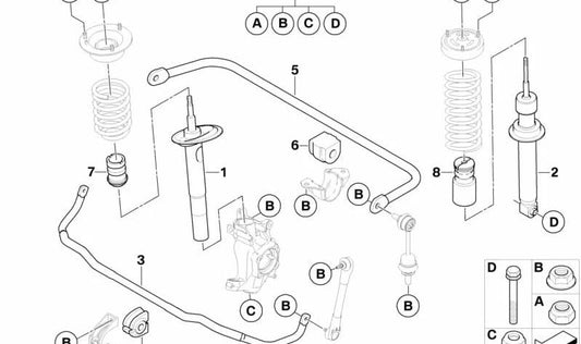Barra stabilizzatore posteriore OEM 33506770341 per BMW E60, E60N, E63, E63N, E64, E64N. BMW originale.