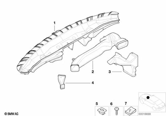 Heizkanal für den Raum für den BMW E46 (OEM 64228203882). Original BMW.