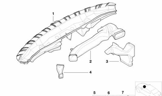 Condotto di riscaldamento per i piedi (a sinistra) OEM 64228203881 per BMW E46. BMW originale.