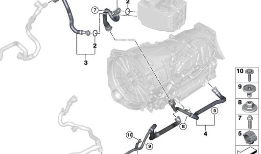 Tubo di refrigerante intercooler per BMW 5 G60 Series, serie 7 G70 (OEM 17128645834). BMW originale.