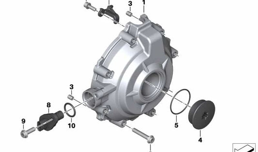 Couvercle du générateur OEM 11149832013 pour BMW Motorrad M 1000 R (MKM3), M 1000 XR (MKM9) et M 1000 RR (SK66). BMW original Motorrad.