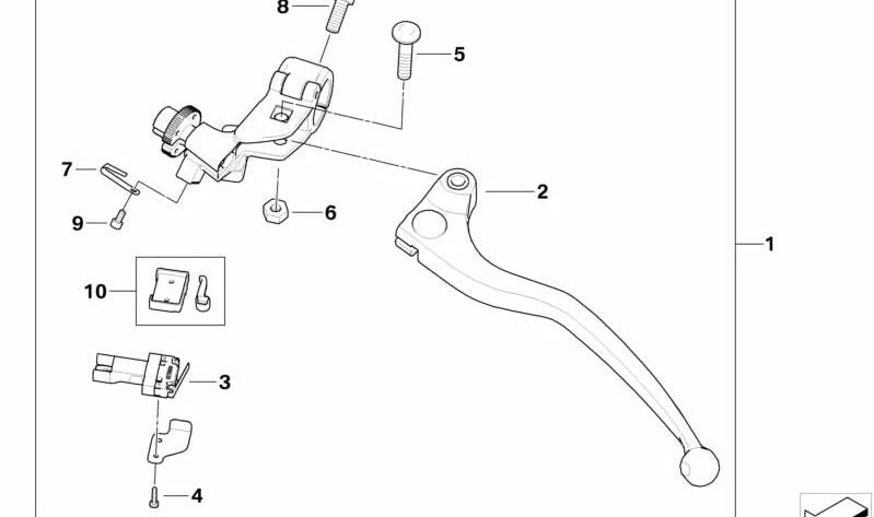 Brazo de cambio con placa intermedia OEM 32727727955 para BMW Motorrad S 1000 RR (SK46) 2009-2011. Repuesto original BMW Motorrad.