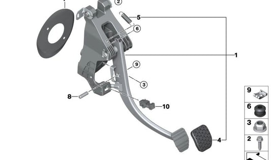 Resorte de retorno pedal freno OEM 35216762723 para BMW E85, E86, E89, i3, I01. Original BMW.