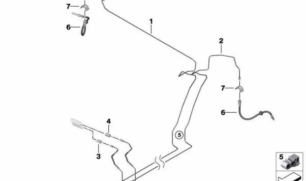 Conector de tubería de freno OEM 34326871325 para BMW G07, G09. Original BMW.