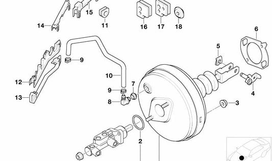 Junta de sellado OEM 34301163449 para BMW E39. Pieza original BMW. Ideal para sistema de freno (vacío del servofreno). Repuesto original para mantener el rendimiento y seguridad del vehículo.