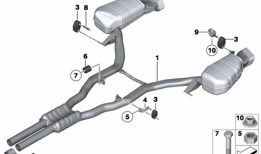 Intermediate and rear silent OEM 18308516541 for BMW F10, F11. Original BMW.