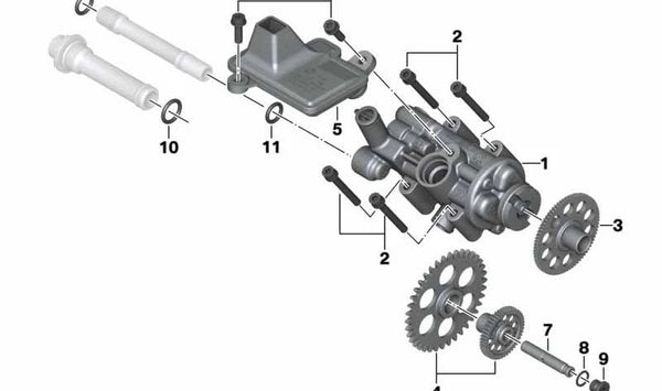 Eje para bomba de aceite OEM 11417720747 para BMW Motorrad K 1600 GT, GTL, GTL Exclusive y Bagger (modelos KK48 y KK61). Original BMW Motorrad.